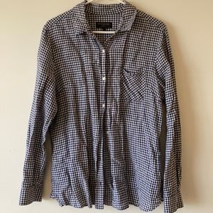 Linen Cotton Navy Plaid Shirt